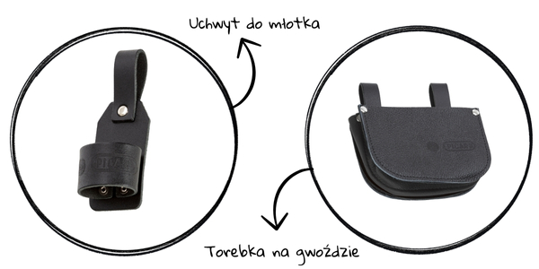 Torebka skórzana na gwoździe i skórzany uchwyt do młotka PICARD